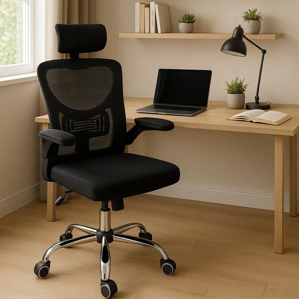 Cadeira De Escritório Presidente Giratória Ergonômica Preta