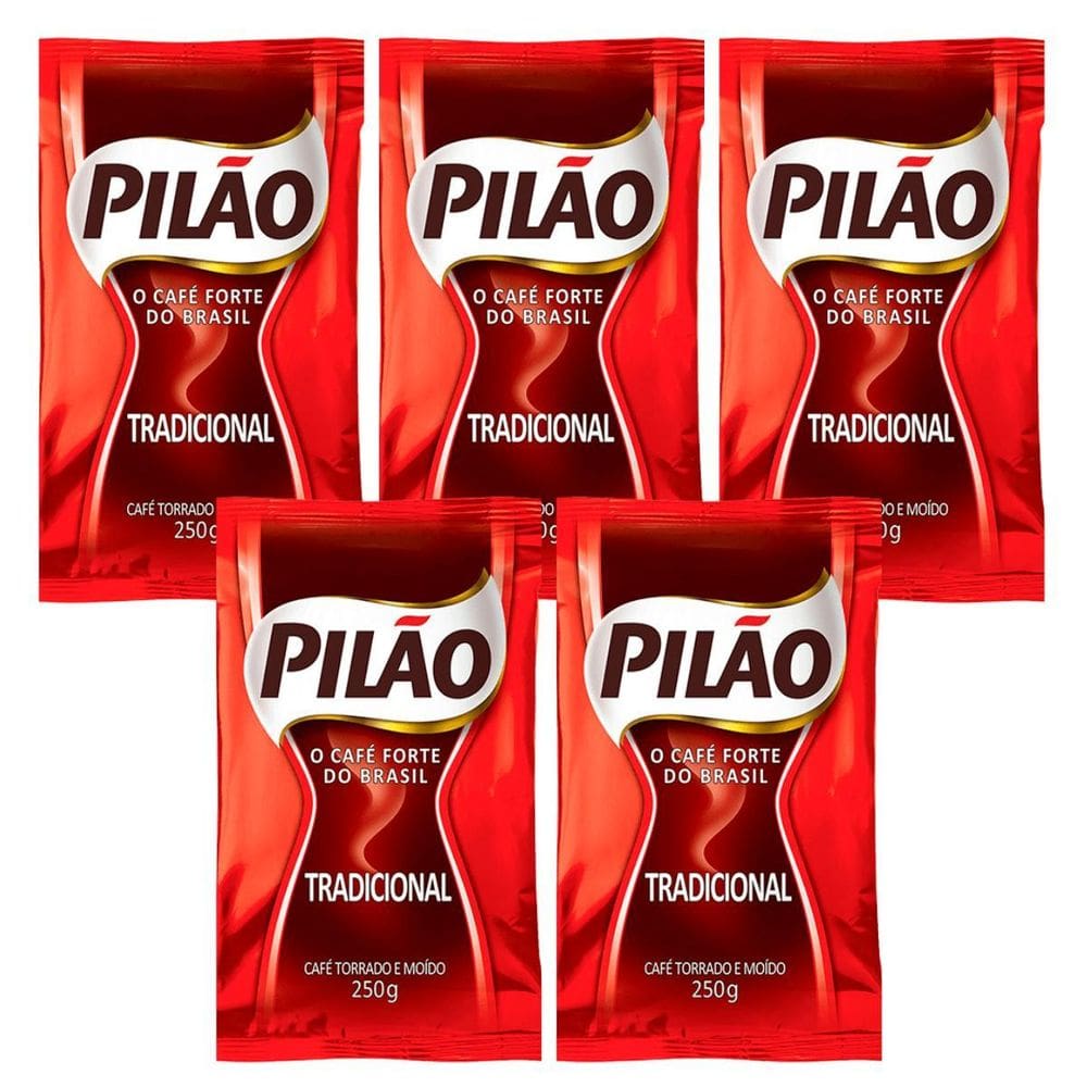 Café Torrado E Moido Pilão 250G Kit Com 5 Un. Tradicional