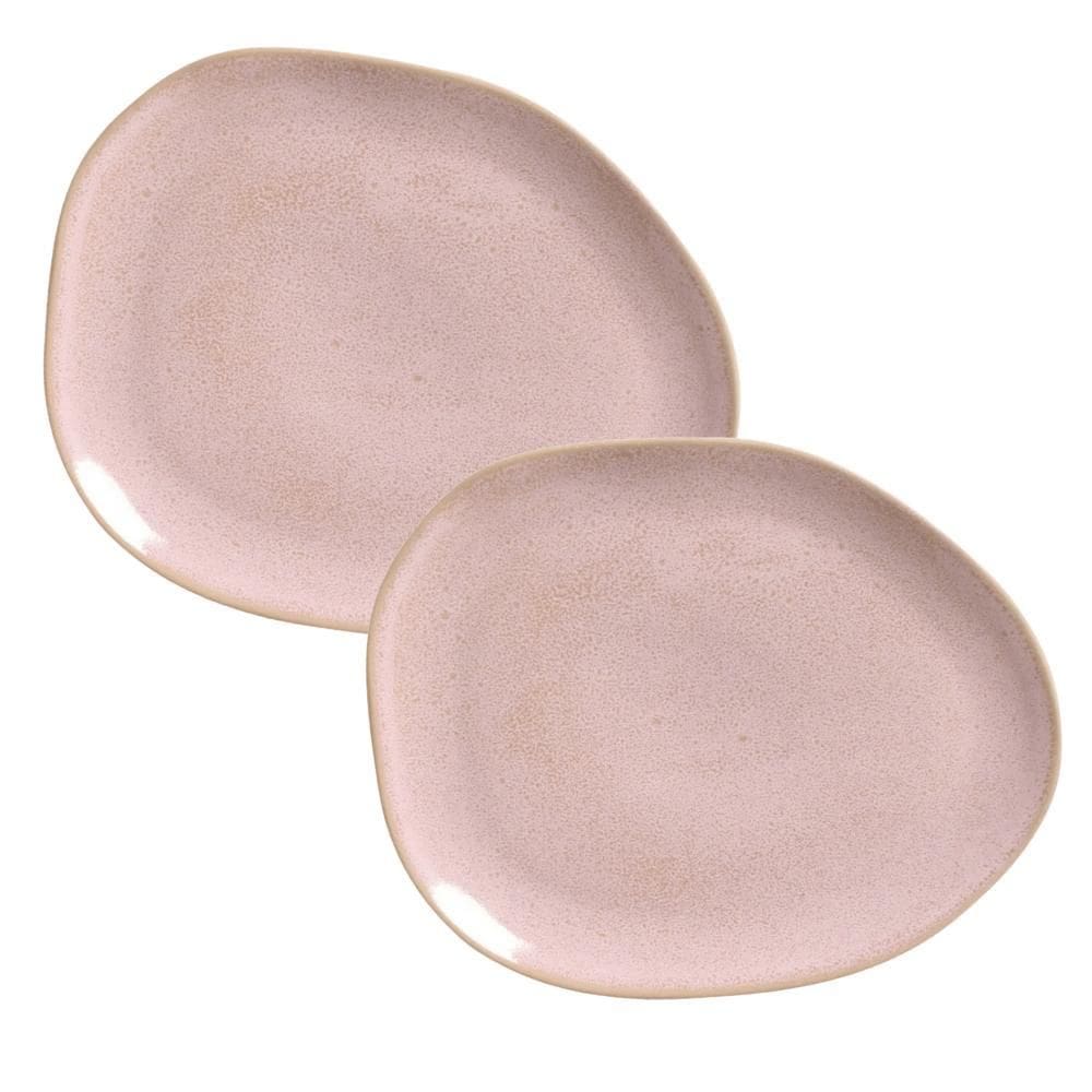 Aparelho Jantar Jogo Pratos Oval Orgânico Litchi 8 Pçs Rosa