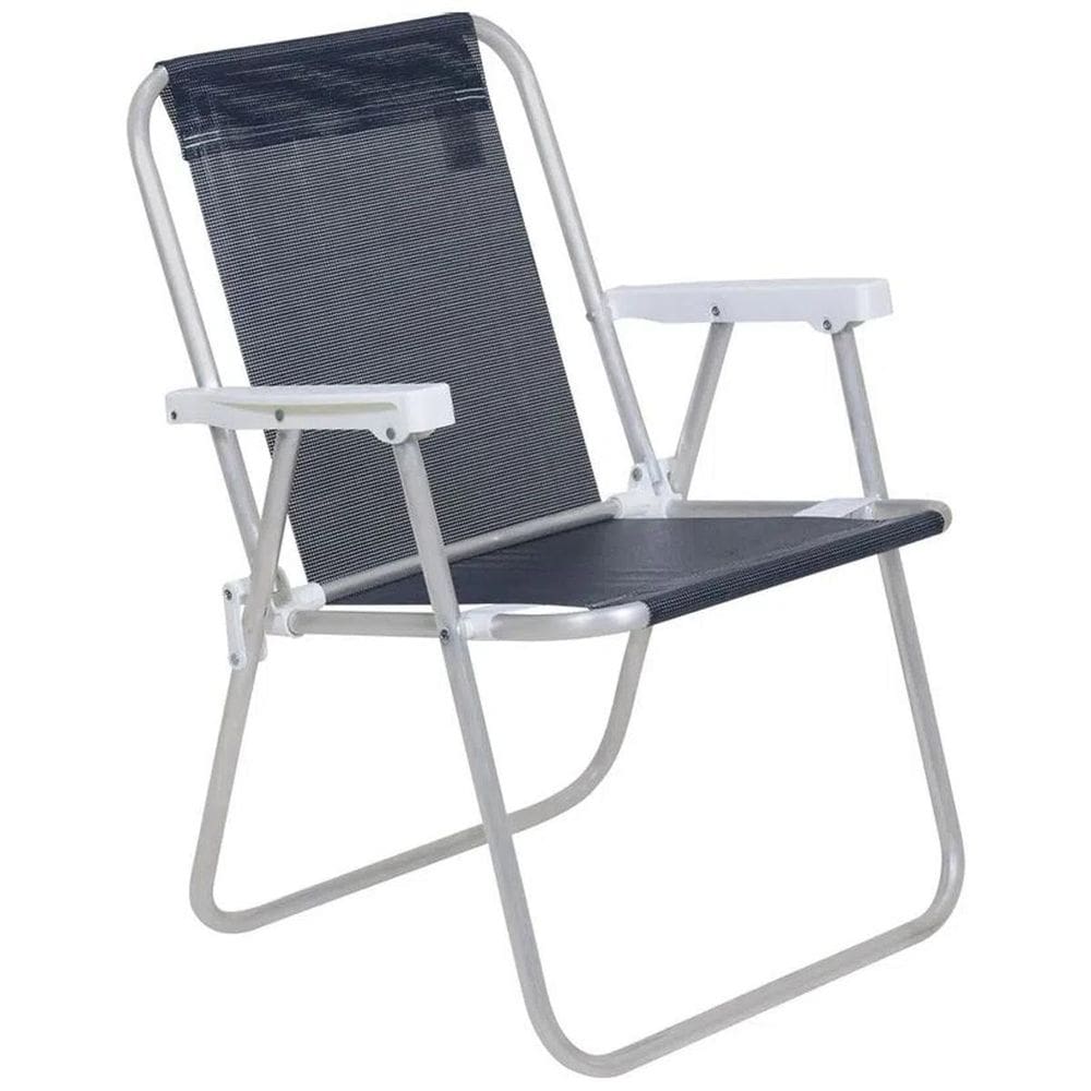 Cadeira De Praia Alta Lazy Aluminio Sannet Preto Bel