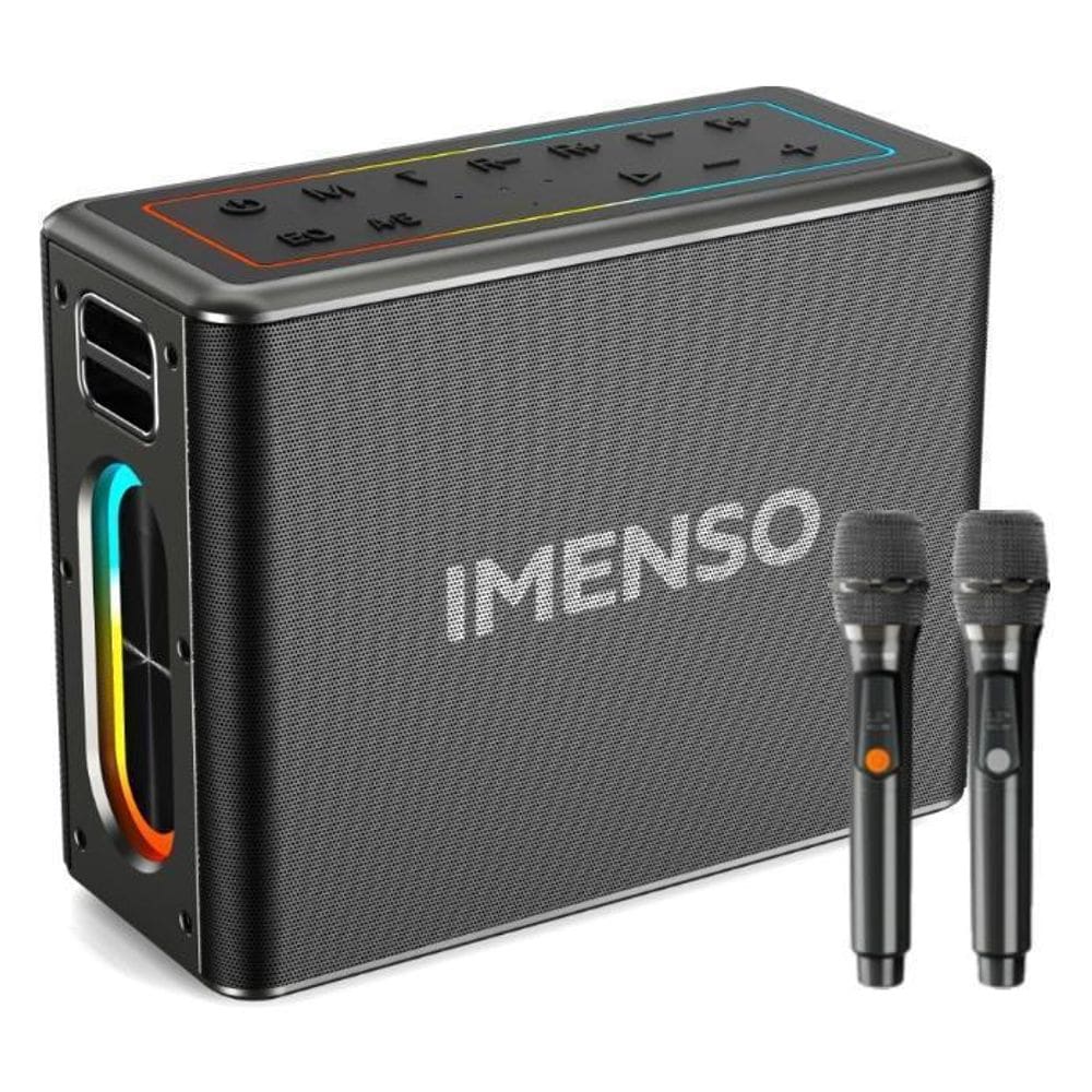 Caixa De Som 120W Tws Rgb 2 Microfones Sem Fio Imenso X32