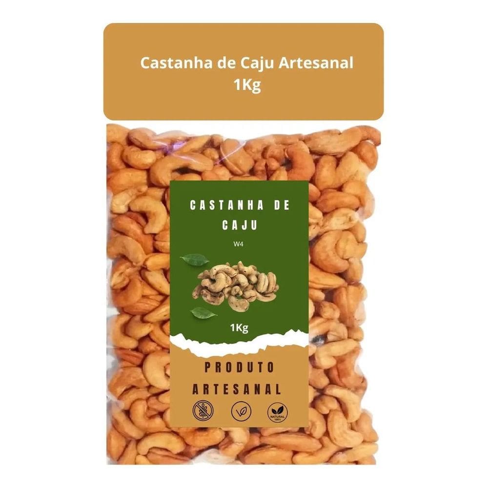 Mn Plus 1Kg Castanha Caju Artesanal Torrada Inteira Com Sal