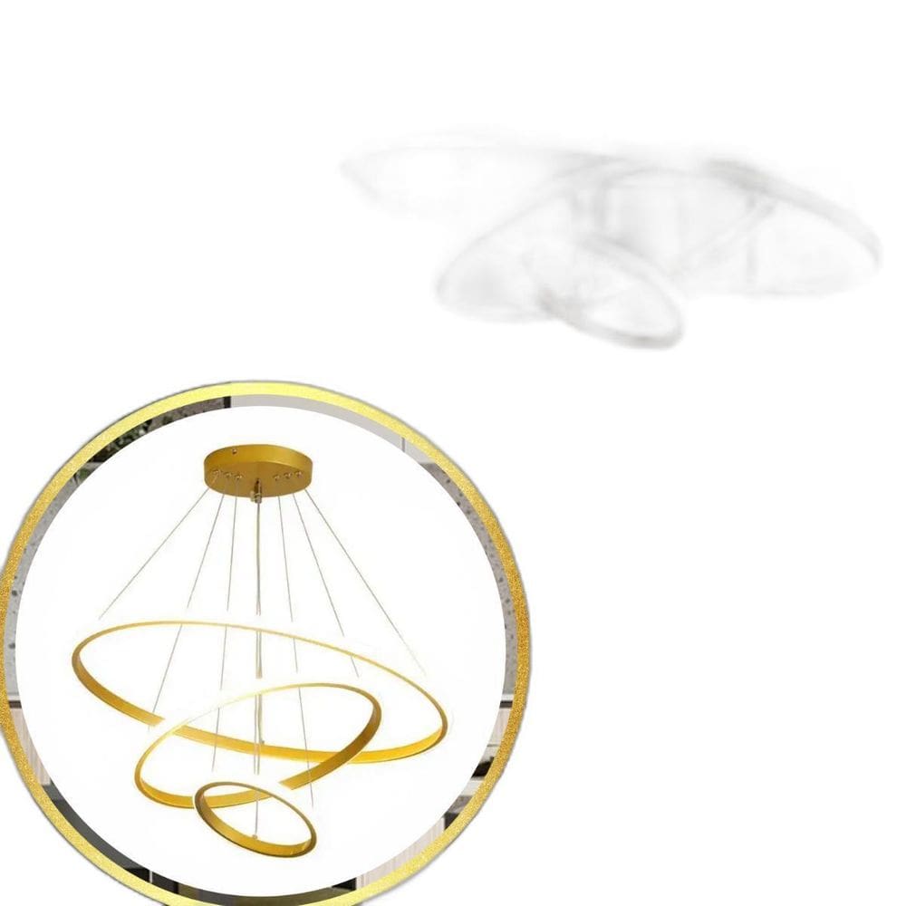 Luminária Led 80 Watts 3 Anéis 115Cm Altura Ajustável Lustre