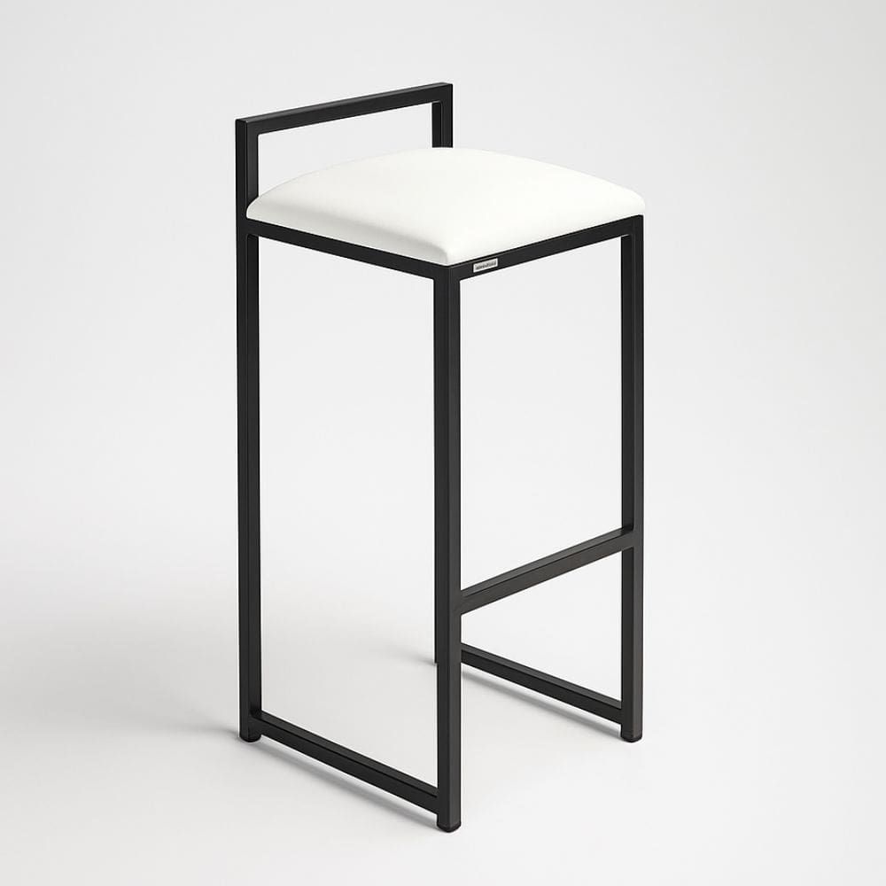 Banqueta Ferro Alta Industrial Metal Quadrada Bar Moderno Corino