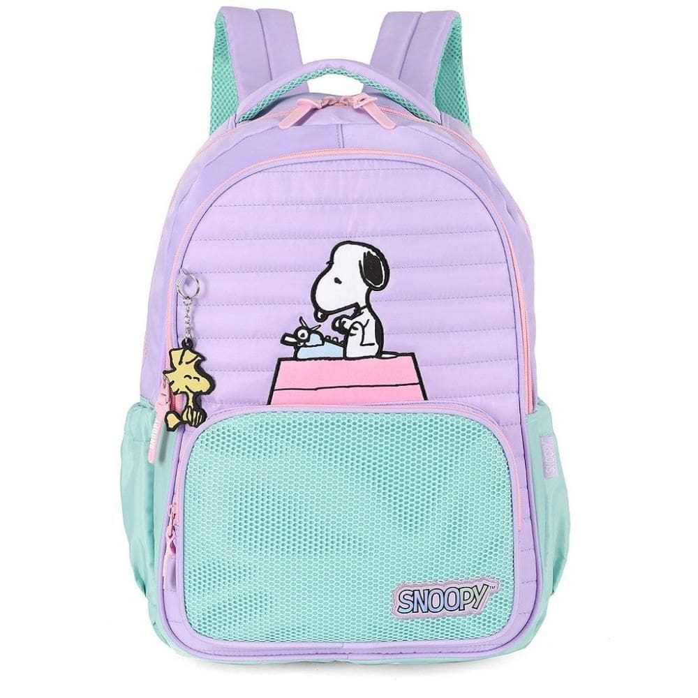 Mochila de Costas Luxcel Snoopy Roxo e Verde