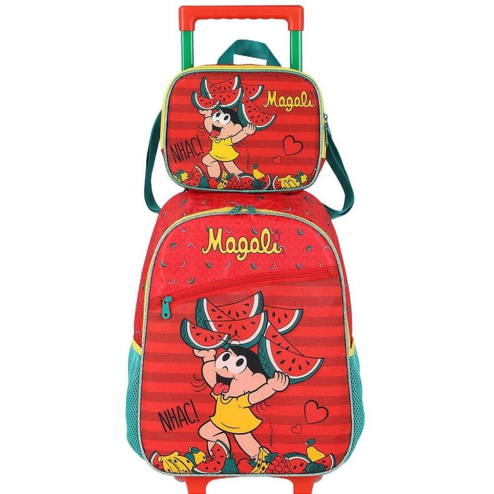 Kit Mochila Rodinha Lancheira Luxcel Turma Da Mônica Vermelho