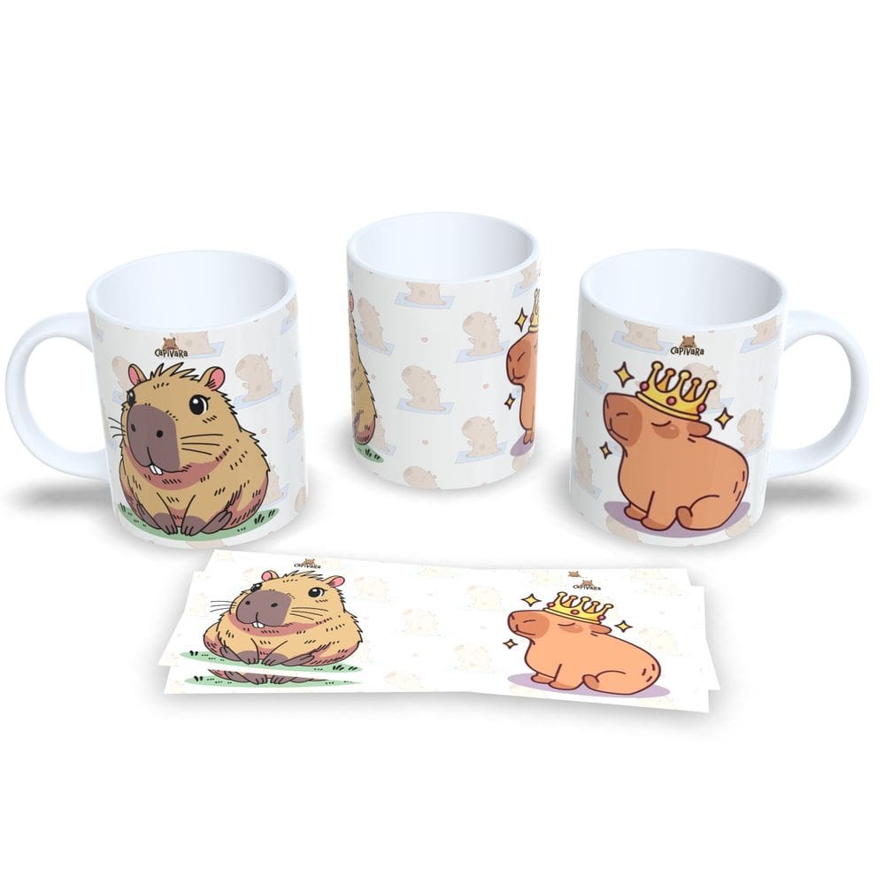 Caneca de Porcelana Capivara Fofa Presente Criativo e Divertido