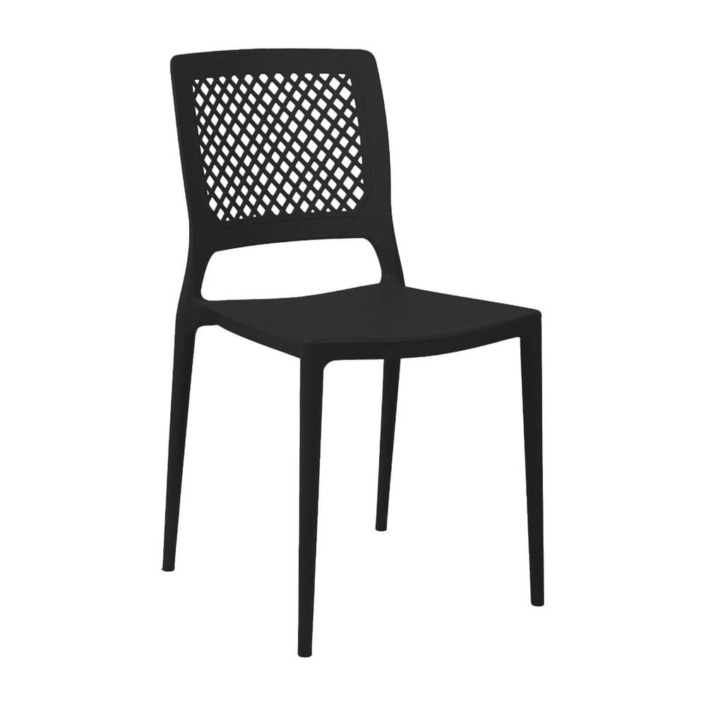 Cadeira Empilhável Vênus Preta em Polipropileno Acrilys