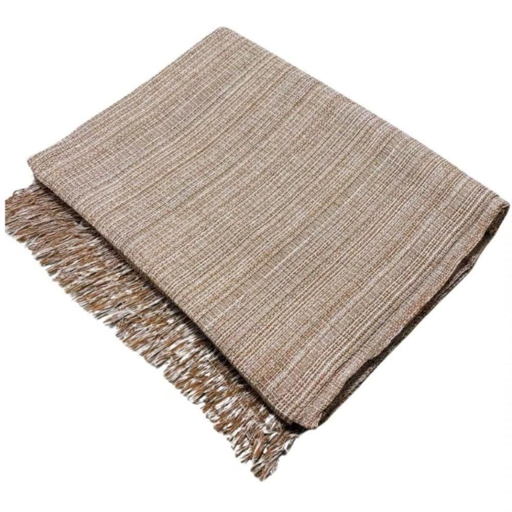 Manta Grande Para Sofá Cama King 2 E 3 Lugares 3,00m X 1,80m Cobertor Protetor Gigante 100% Algodão Caramelo Mesclad