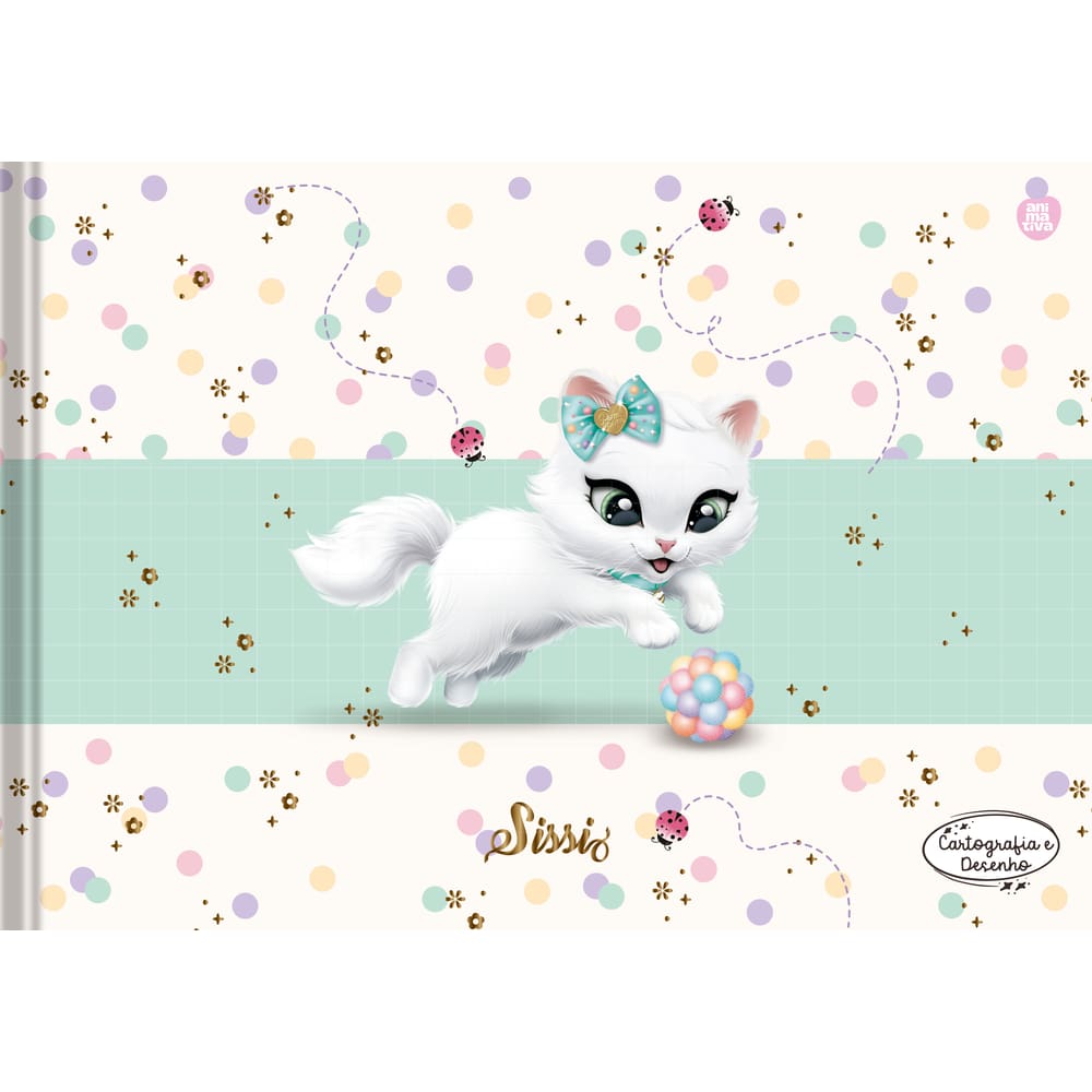 Caderno de Desenho e Cartográfia Brochura Costurado Capa Dura Sissi 48 Folhas - Animativa