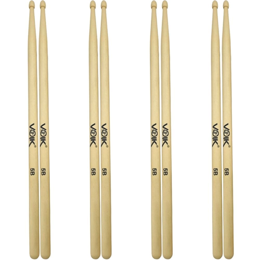 Kit 4 Pares de Baquetas Ponta de Madeira Maple Voik 5B