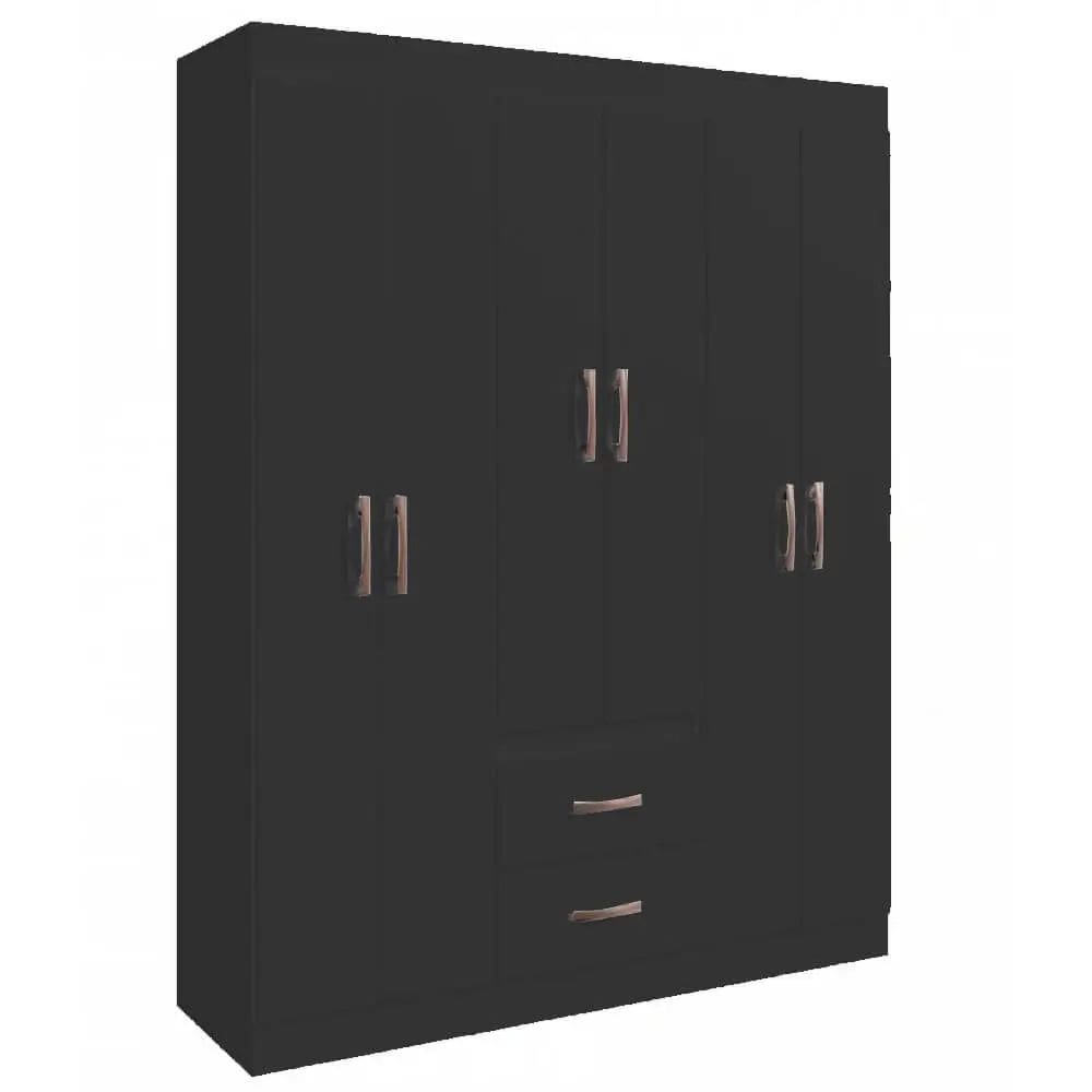 Guarda Roupa Montevideu Casal 6 Portas 2 Gavetas Doripel Cor Preto