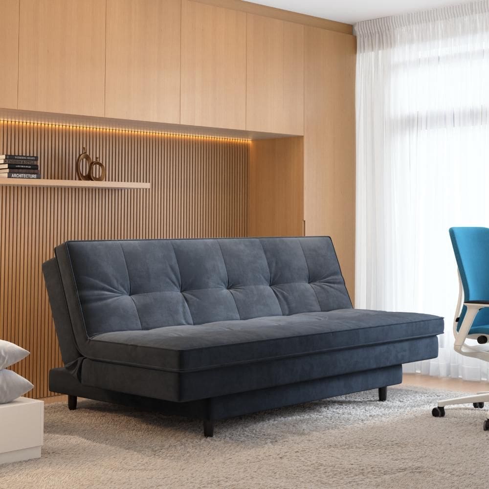 Sofá-cama Roz Plush Fixo com Pé Trapézio 4 Lugares Suede 180cm