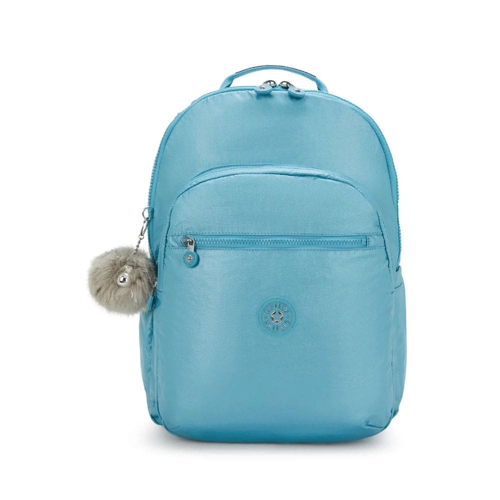 Mochila Kipling Seoul XL com Porta Notebook Azul Metalica