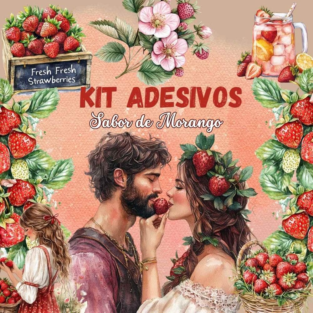 Kit de Adesivos Scrapbook Biblia Journal Sabor Morango