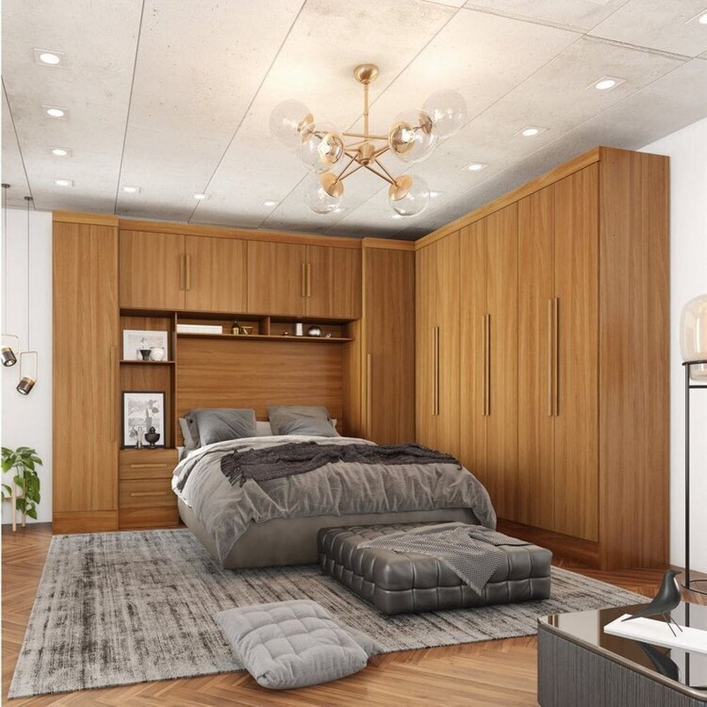 Guarda-roupa Modulado Casal Completo 4 Peças 8 Portas 5 Gavetas com Maleiro Smart Plus Cinamomo