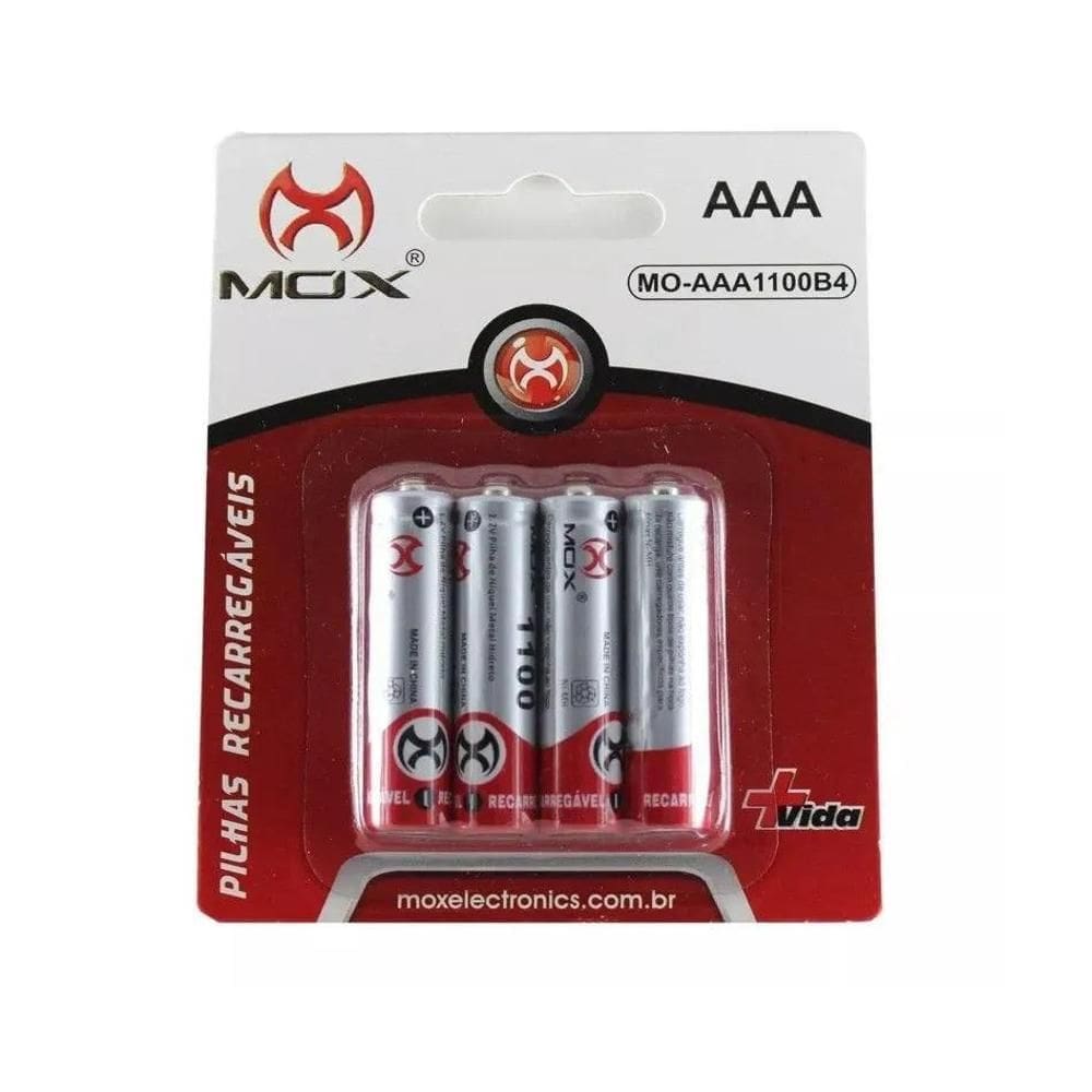 Pilhas Recarregáveis AAA de 1000mAh 4 Unid Mox Mo-aaa1000b4