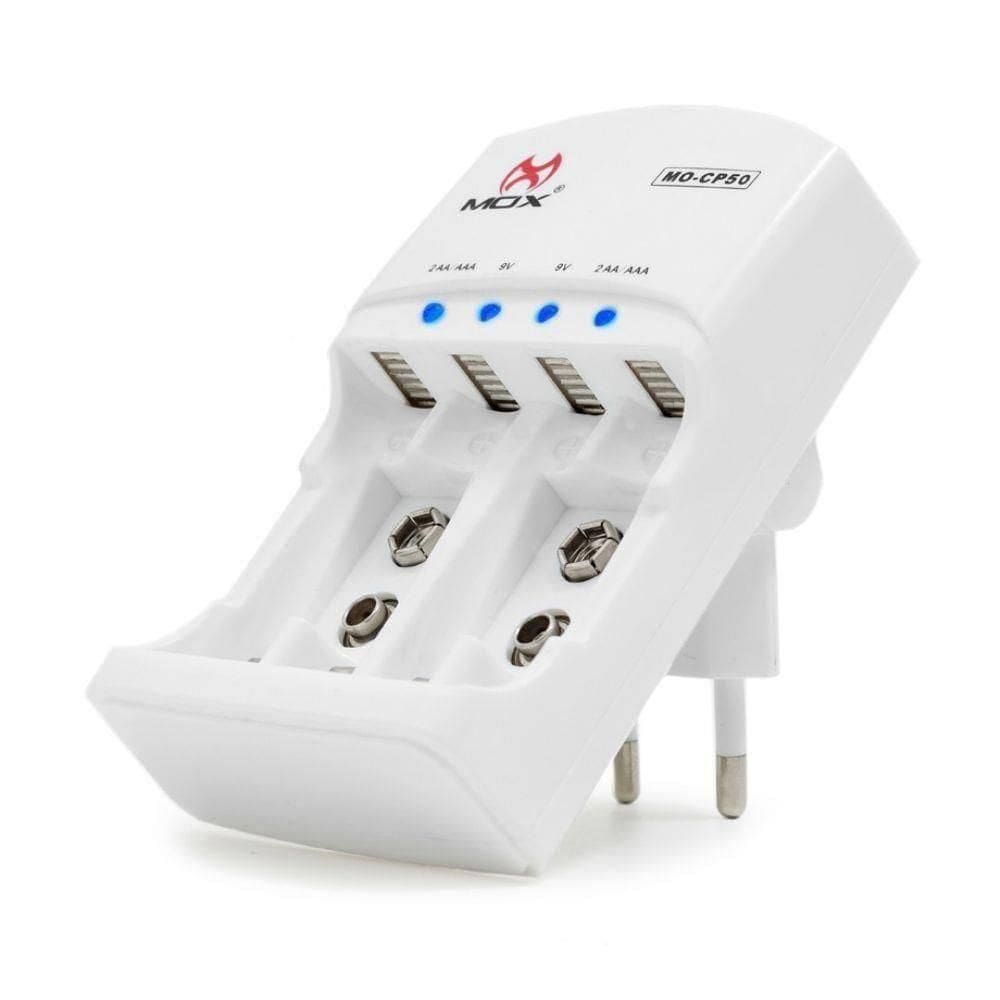 Carregador de Pilhas AA, AAA e Bateria 9V Bivolt - Mox CP50