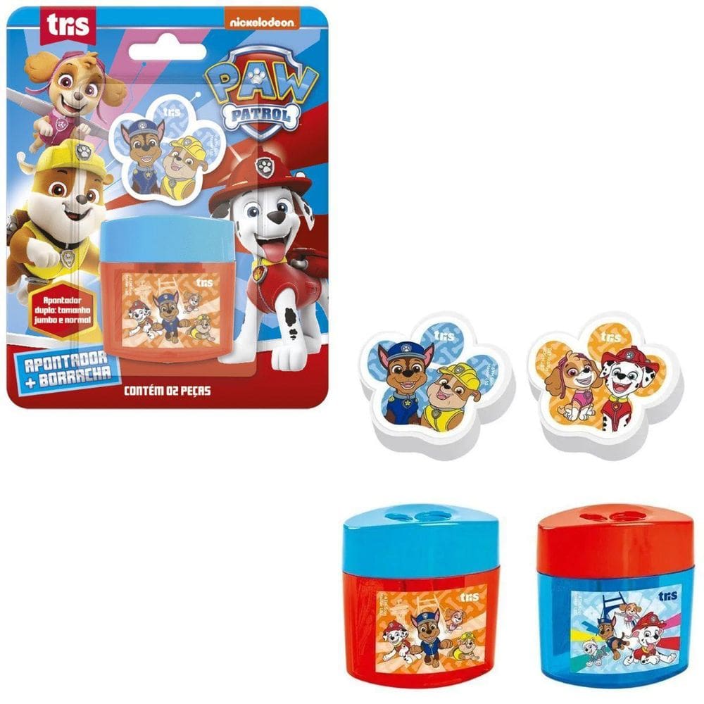 Kit 2 Peças Apontador + Borracha - Patrulha Canina - Tris