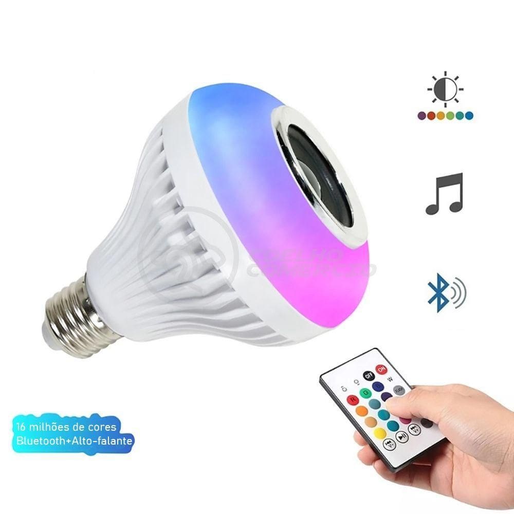 Lâmpada Led 12W E27 Rgb Colorida Com Caixa De Som Bluetooth