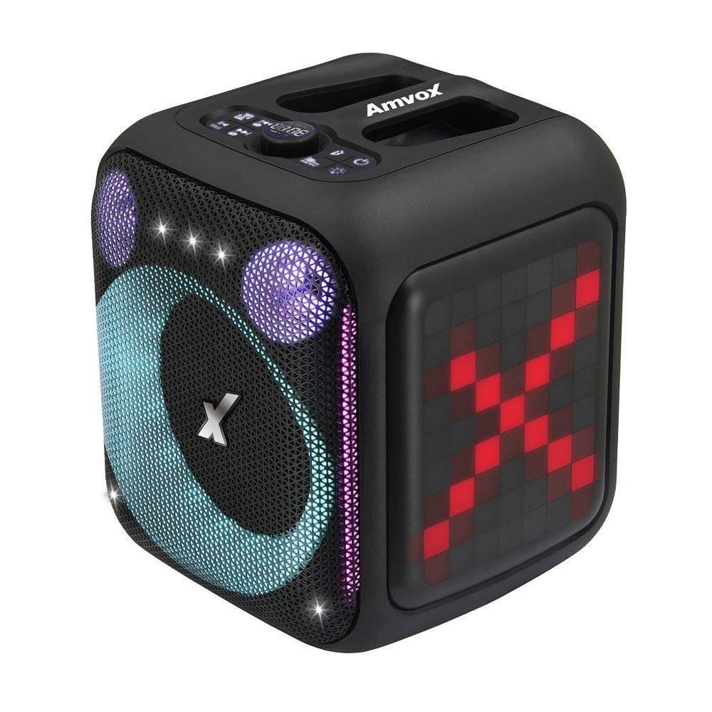 Caixa De Som Amplificada Amvox ACA 410 Neon Entrada Usb Cartão SD Led Bluetooth 410W Bivolt
