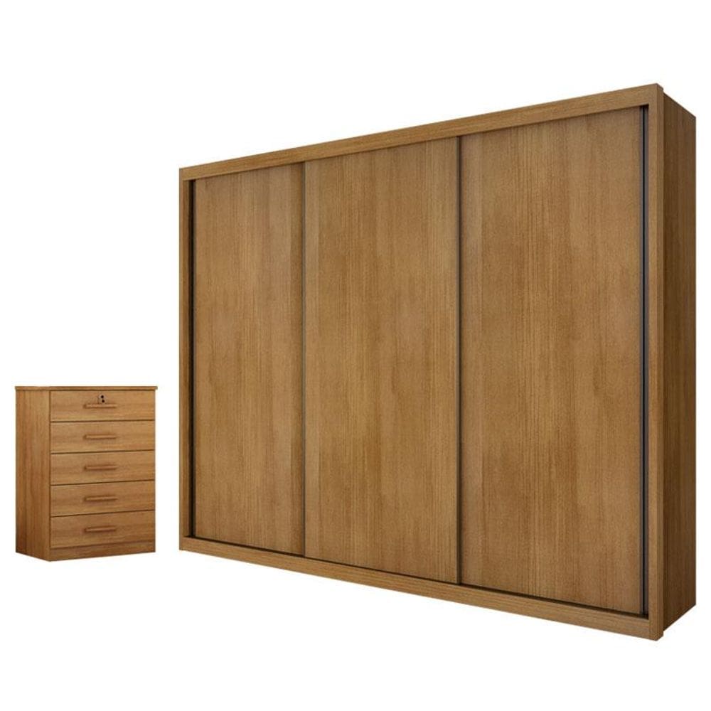 Guarda Roupa Casal Palazzo e Gaveteiro Suiça Cumaru 23 - Novo Horizonte