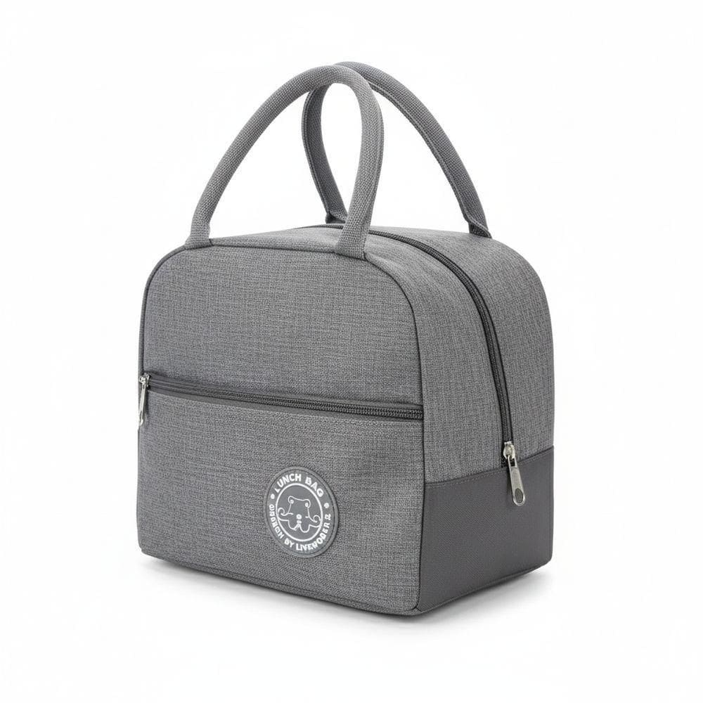 Bolsa Térmica Lancheira Compacta Com Revestimento Interno Isolante E Zíper Cinza
