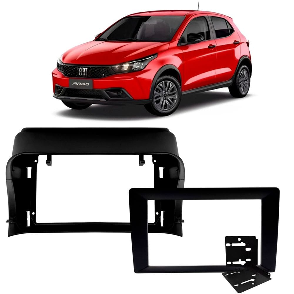 Moldura 9 e 7 Polegadas 2 Din Argo Cronos 2018 à 2024 Preta Painel Central Multimidia Expex Novum