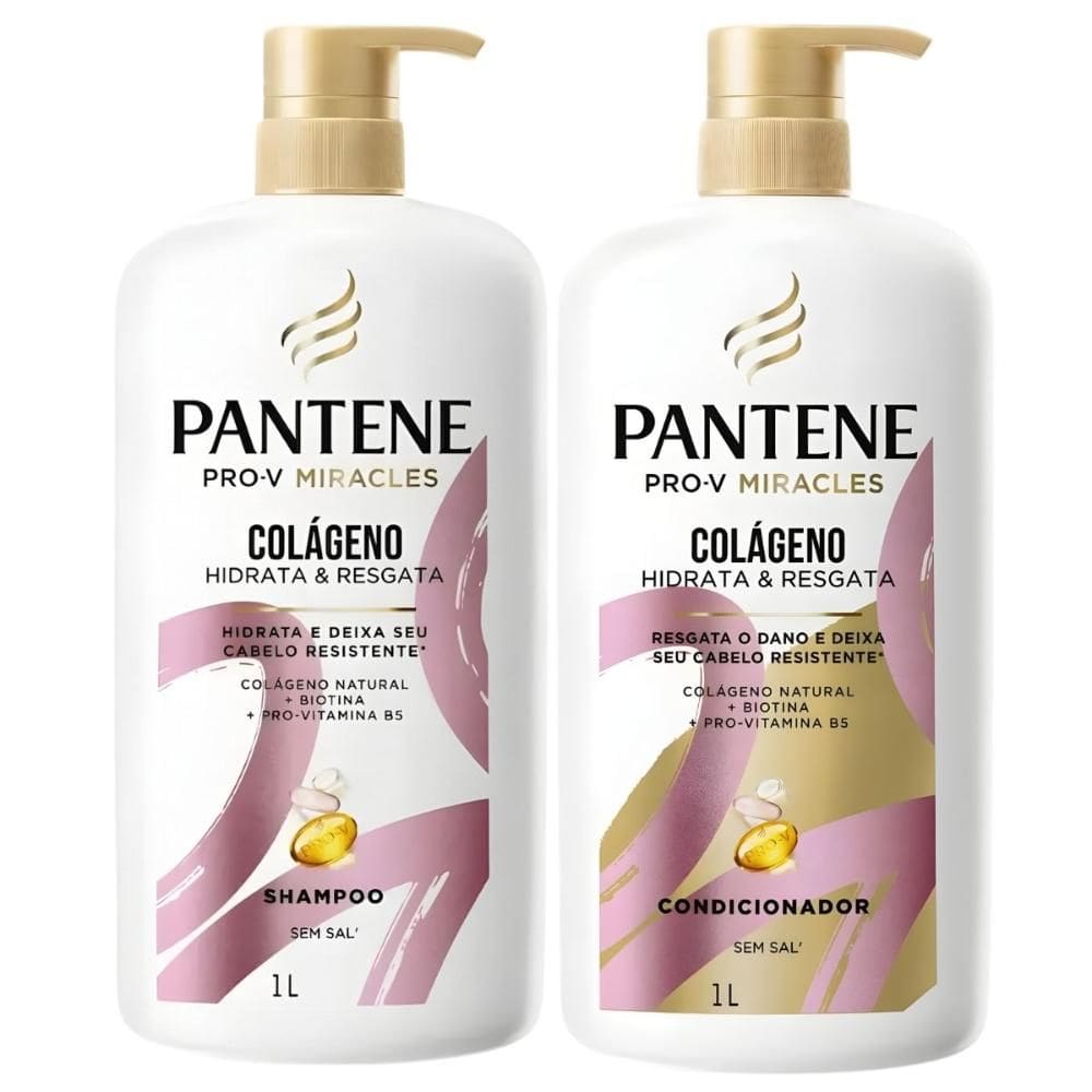Kit Pantene Pro-V Colágeno Hidrata e Resgata: Shampoo e Condicionador 1L
