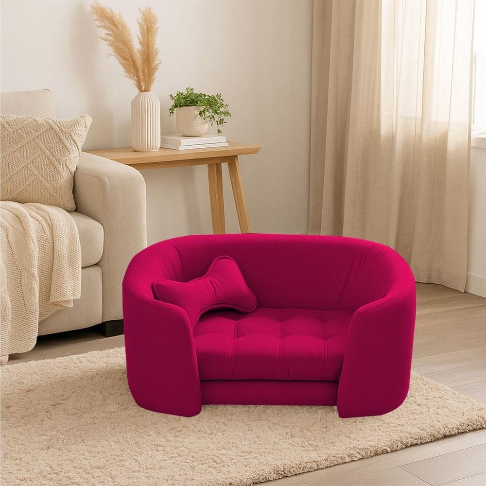 Poltrona Cama Pet Luxo Mell Veludo Premium Para Cães E Gatos Pink