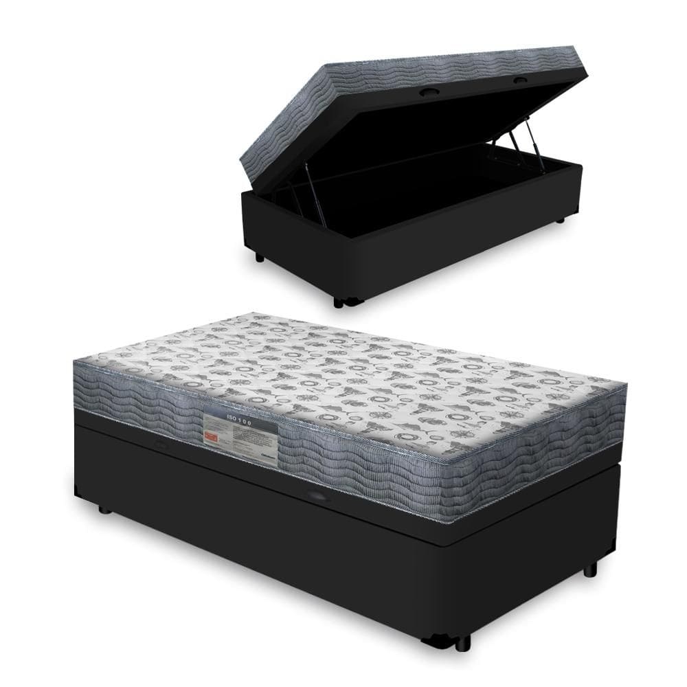 Cama Box Baú com Colchão de Espuma D33 Ortobom Iso 100 Solteiro 78cm