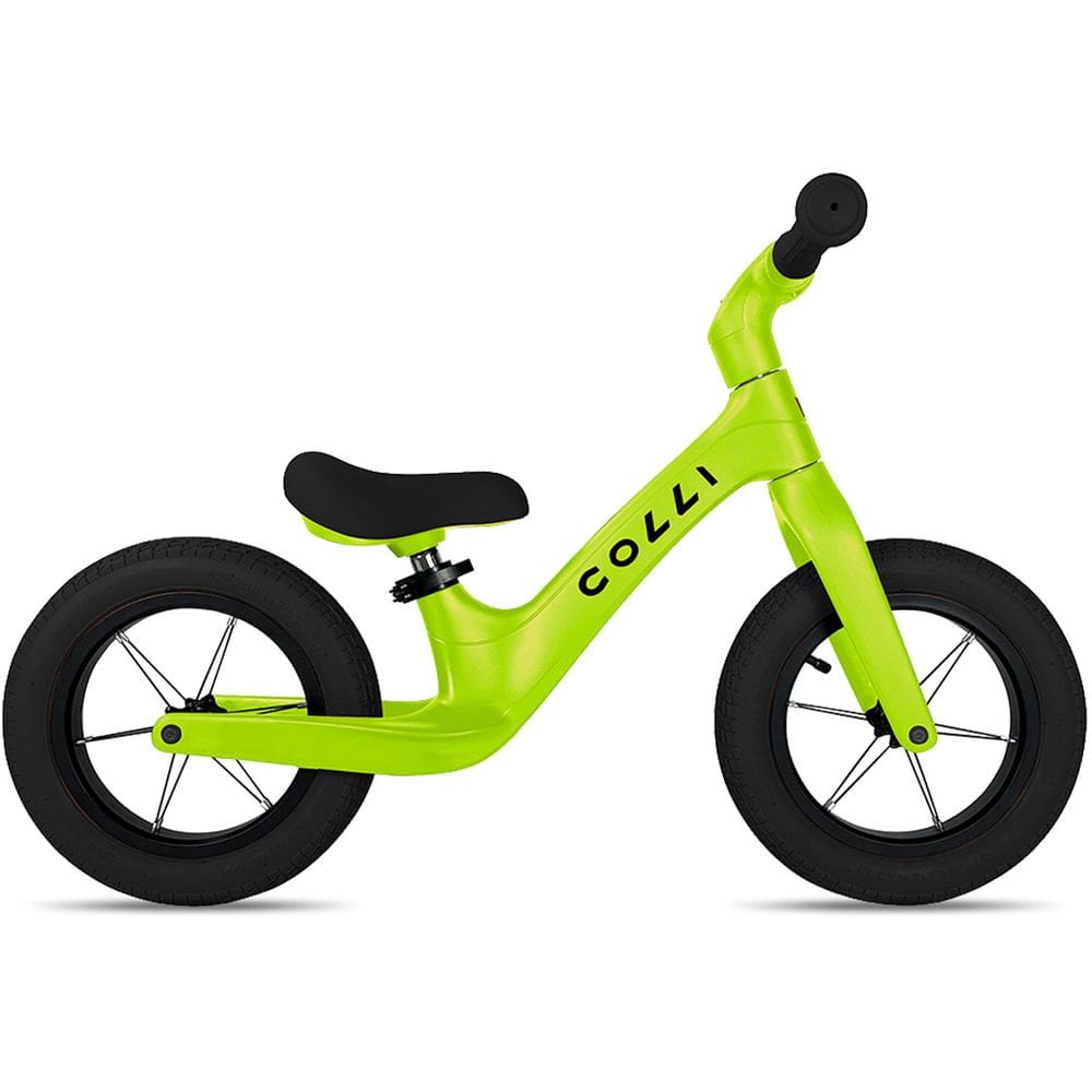 Bicicleta Infantil de Equilíbrio Sem Pedal Colli Balance Pitukinha Verde Aro 12 Quadro Nylon Rodas Alumínio 2 a 4 anos Feminina Masculina