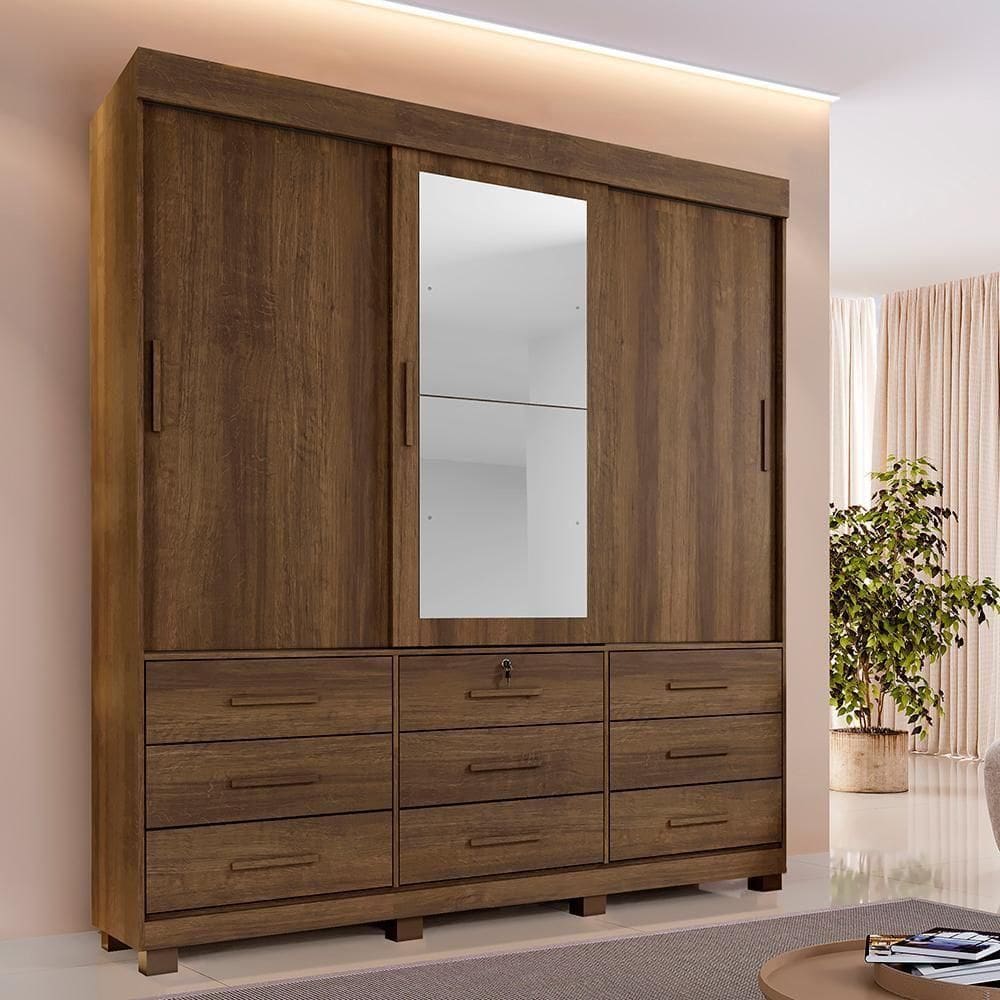 Roupeiro Turim 3 Portas E 9 Gavetas Imbuía