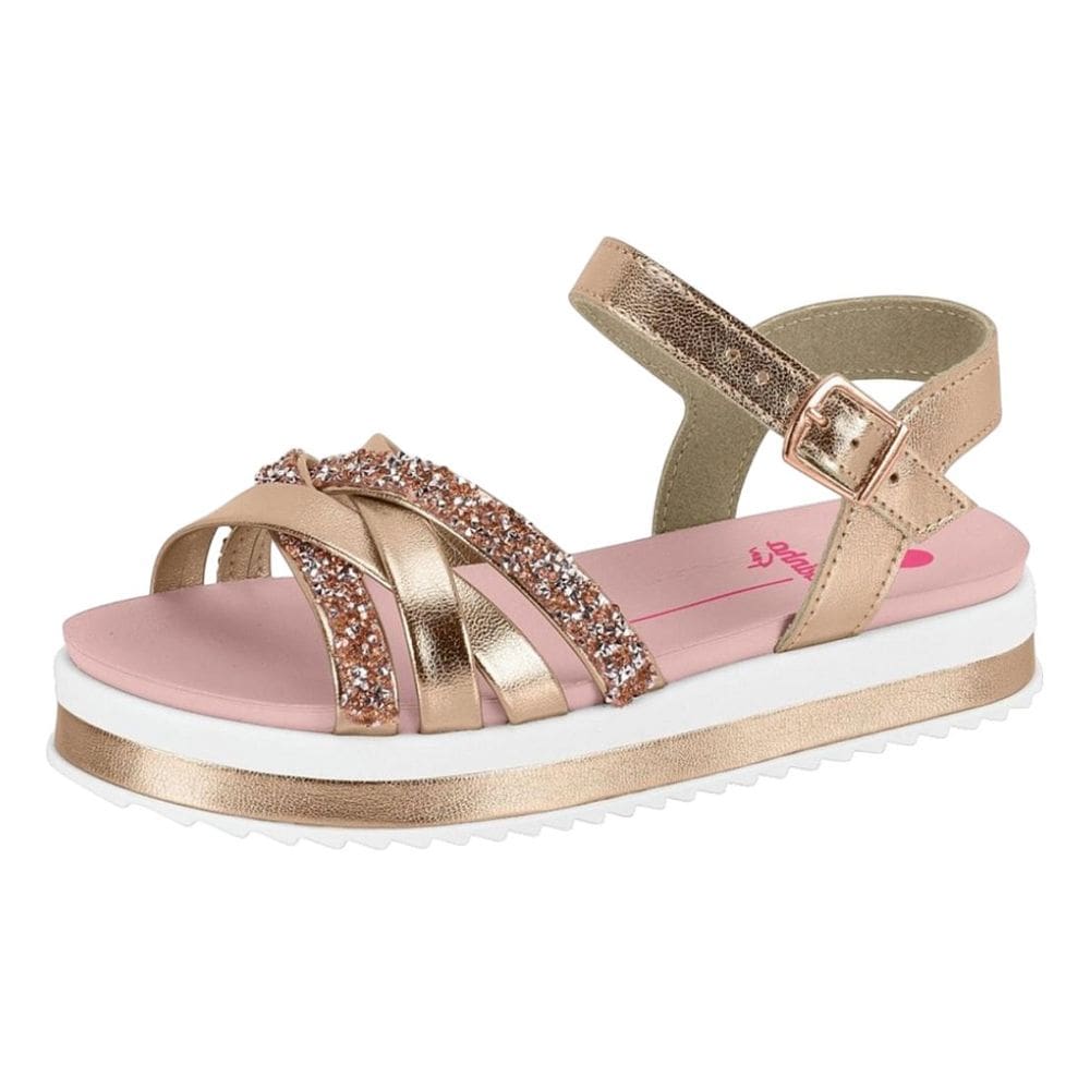 Sandalia Infantil Menina Flatform Macio Brilho Molekinha