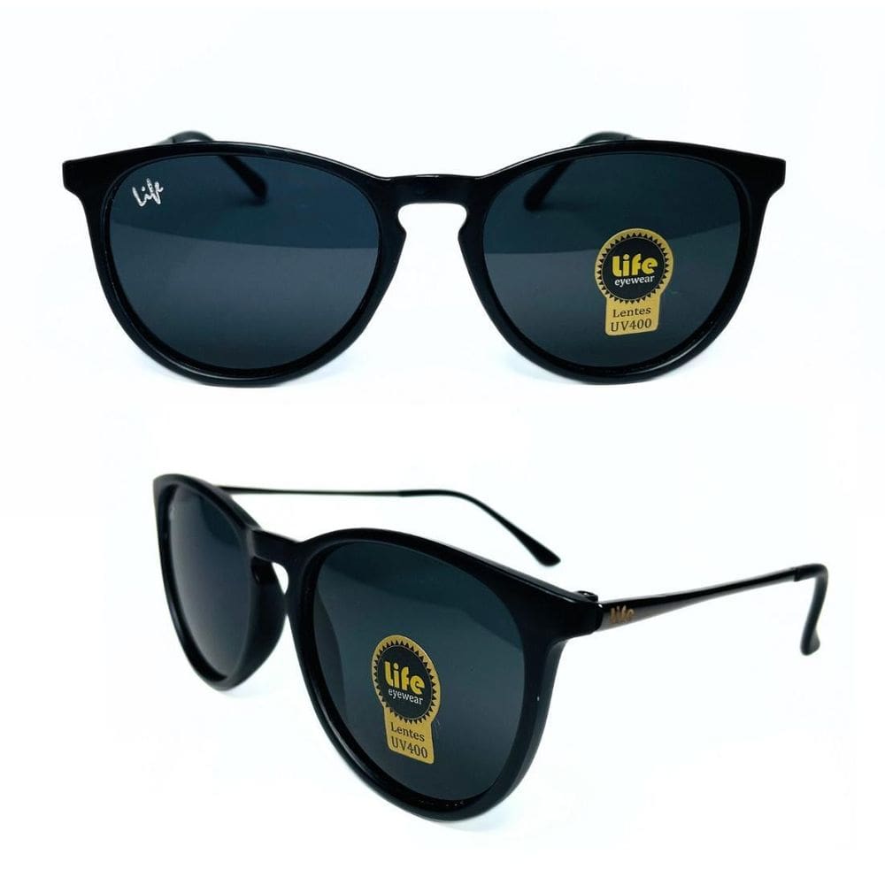 Óculos De Sol Masculino Feminino  Life Hope Oval Preto