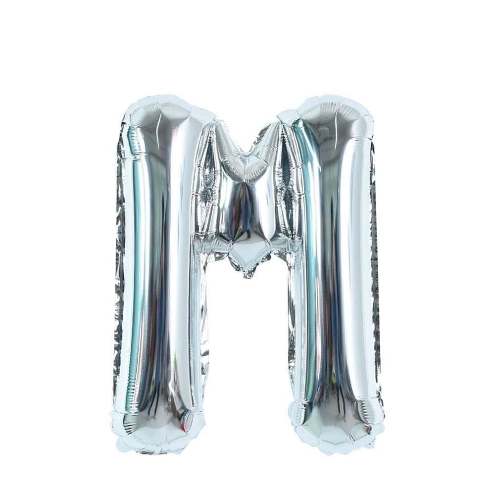 Balao Metalizado 16 40Cm Letra M Prata