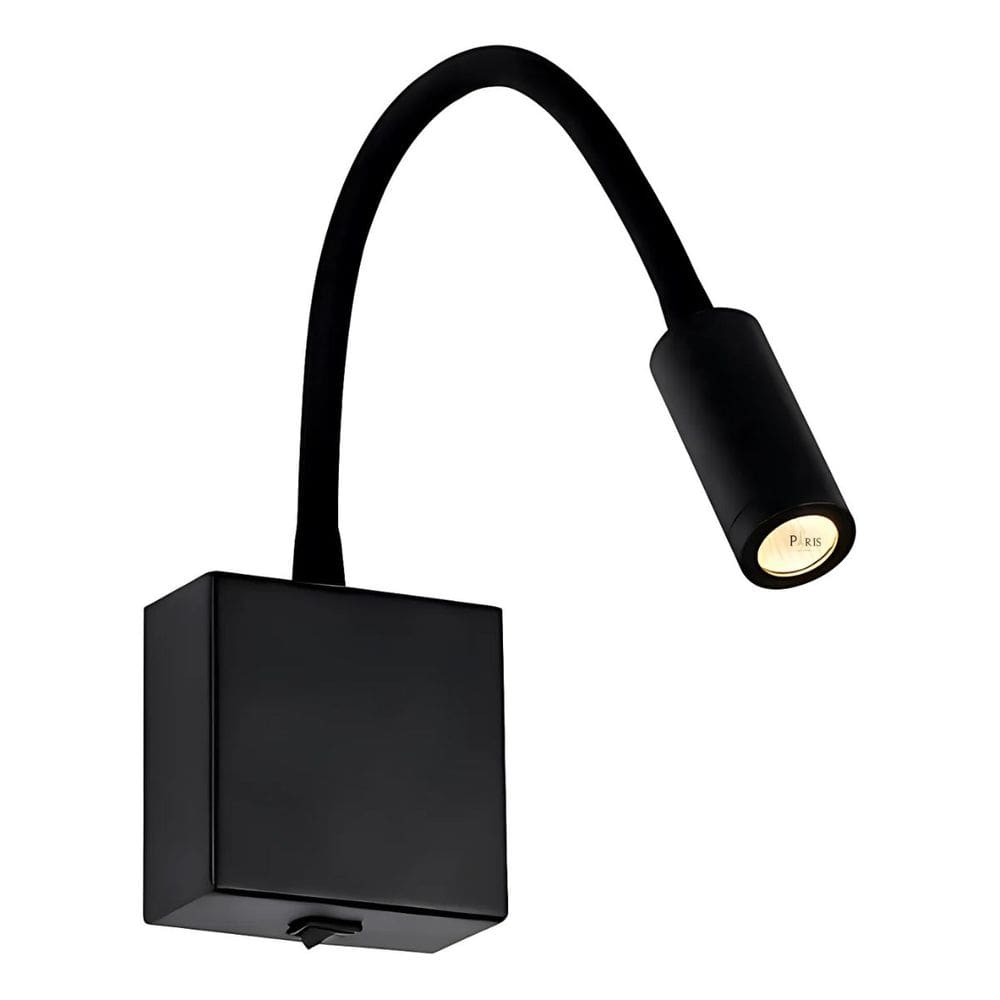 Arandela de Cabeceira Leitura Flexível Flexus Preta Led 3W 3000K Bivolt