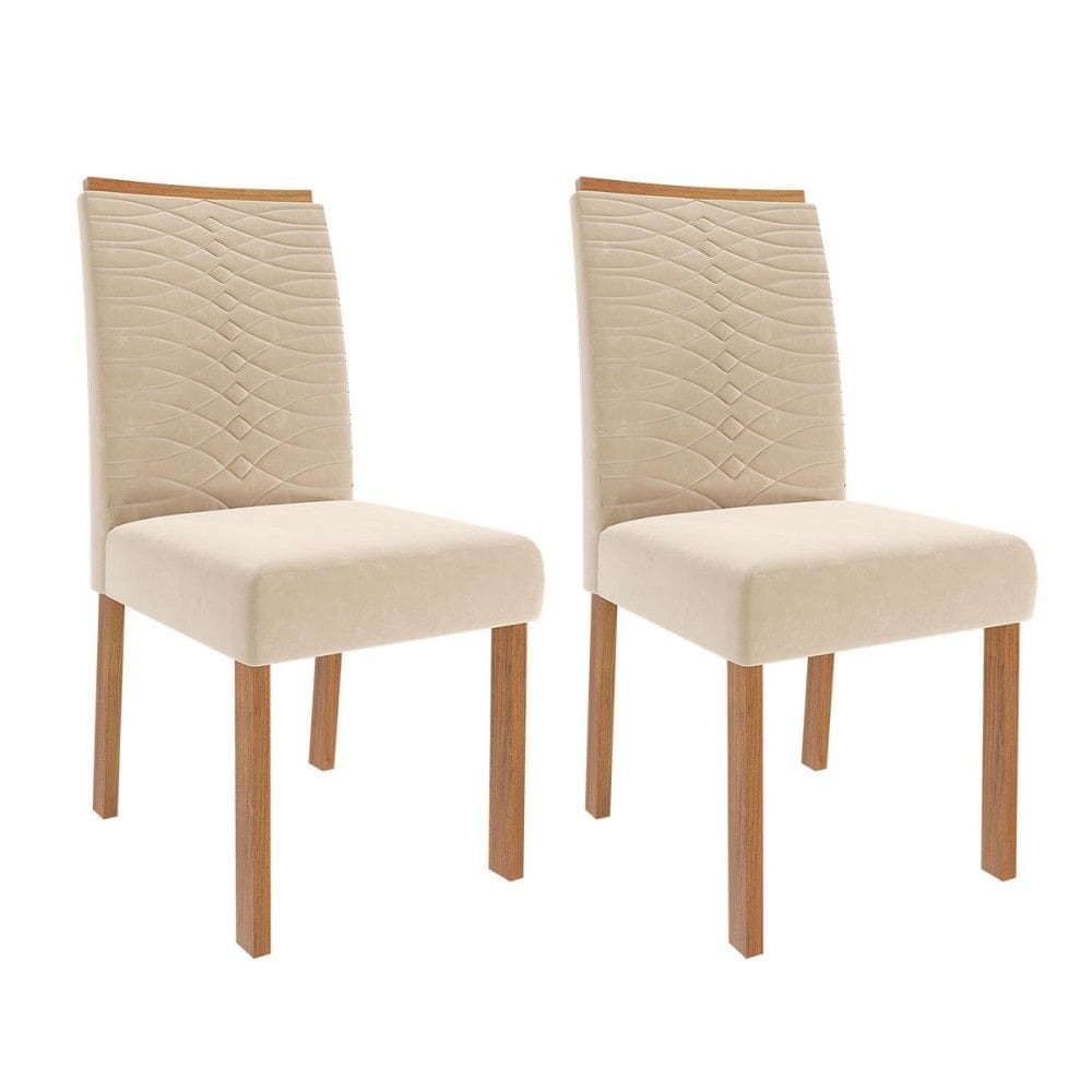 Cadeiras Kit 2 Cadeiras Clarice Wood Suede Madeira/Nude - Cimol