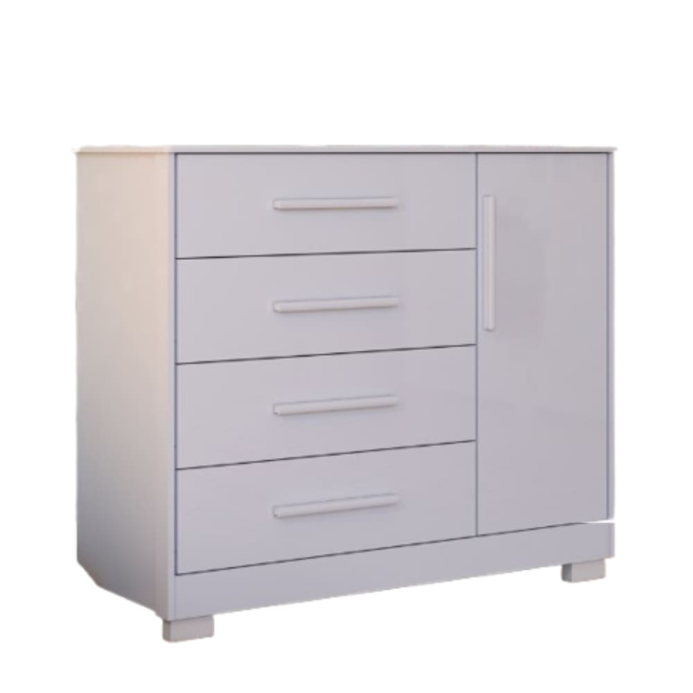 Cômoda Infantil Charlô Peroba Branco 100% Mdf 1 Porta Lisa