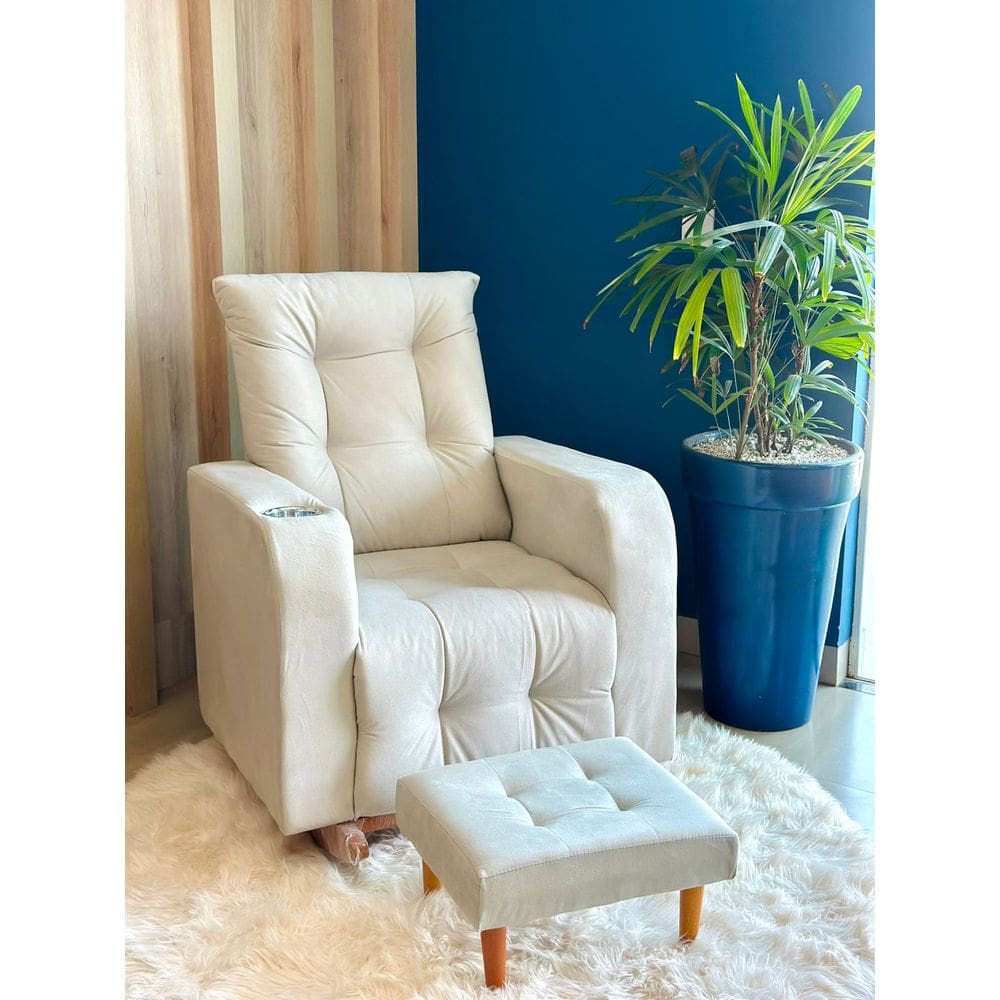 Poltrona De Balanço Base Com Puff Gloria Bege Claro