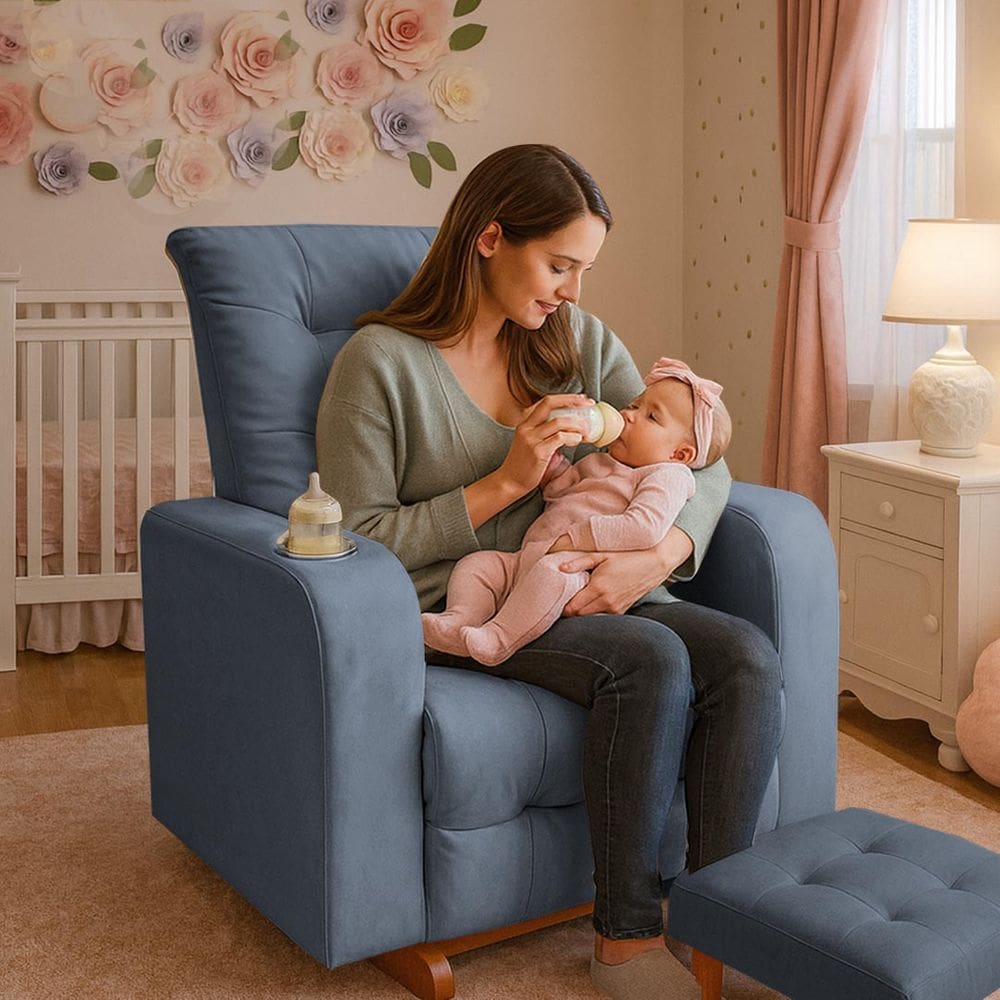 Poltrona De Balanço Base Com Puff Gloria Cinza