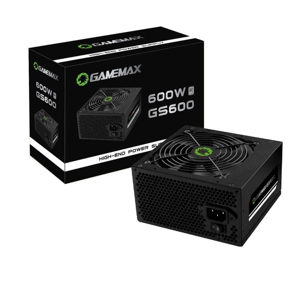 Fonte Gamemax GS600, 600W, 80 Plus White, PFC Ativo, Preto