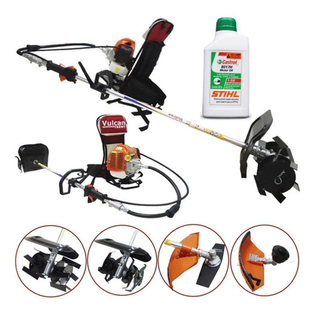 Roçadeira Multifuncional Costal Capinadeira e Cultivadora Vulcan Trent 4x1 + Óleo Lubrificante 2T Stihl