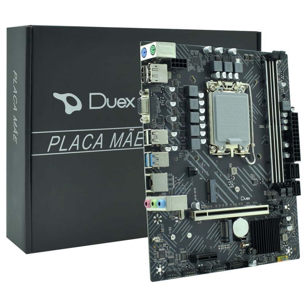Placa Mãe Duex DX-H610ZG M.2 Chipset H610, LGA 1700, mATX, Dual Channel DDR4 até 64GB 3200MHz, 4xSATA 6Gb/s