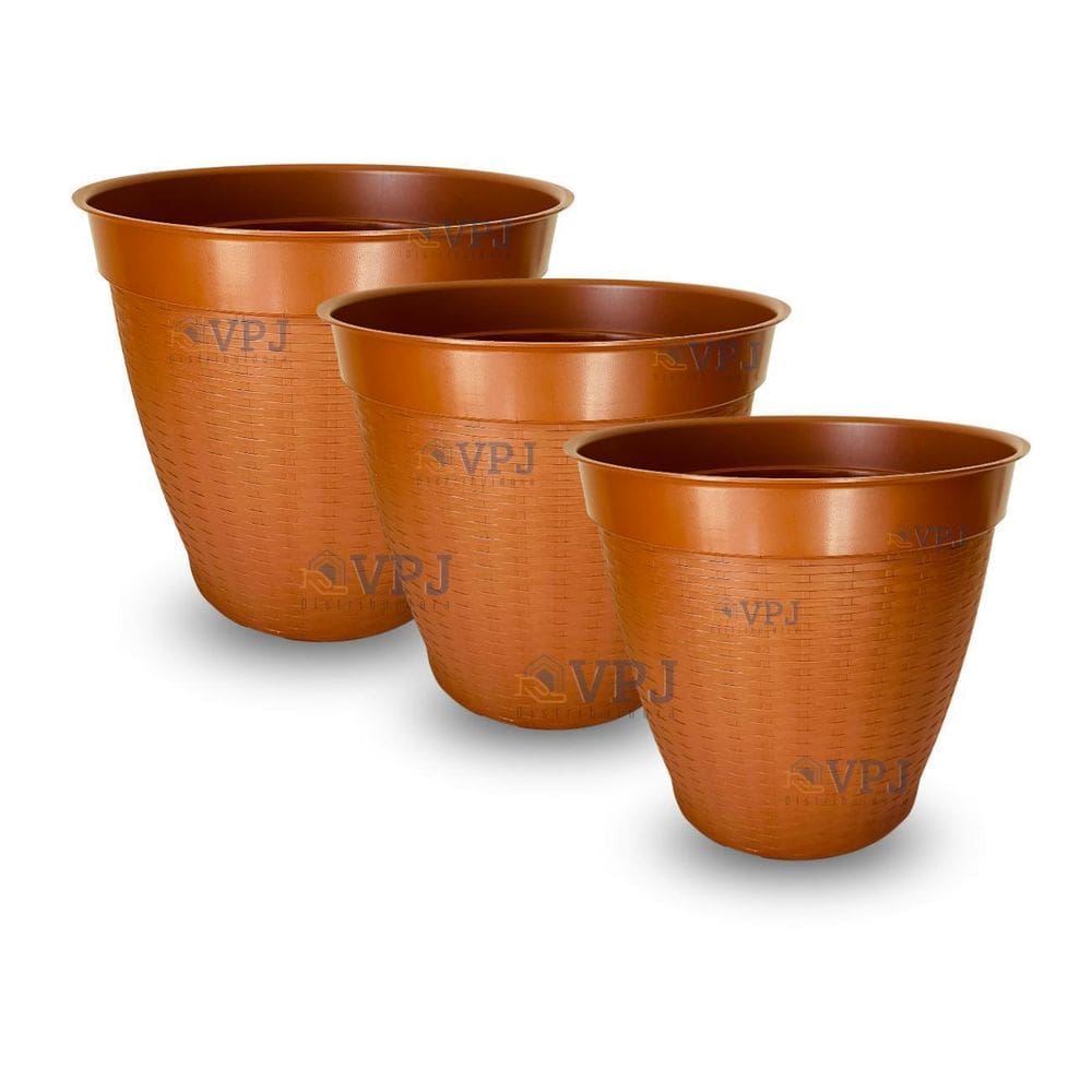 Jogo De Vasos Rattan Pmg Flores Plantas Casa Jardim Varanda