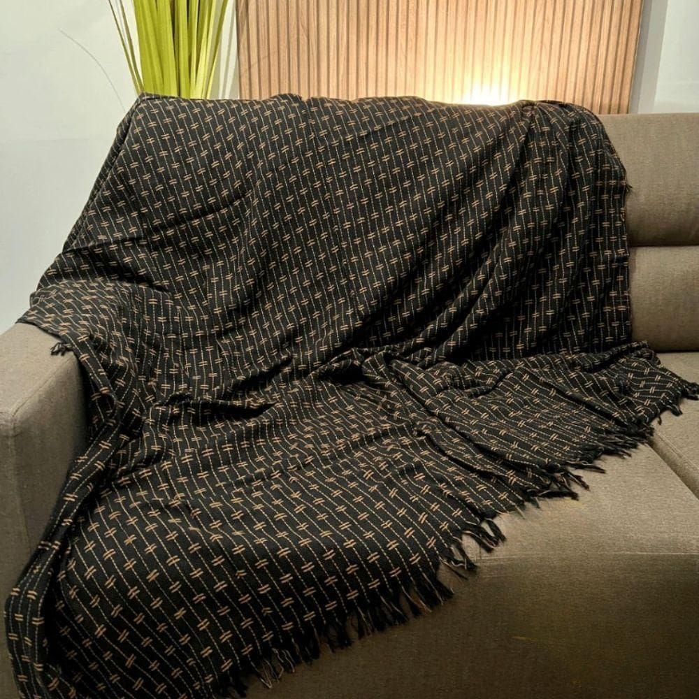 Manta Grande Para Sofá De 2 E 3 Lugares 100% Algodão 2,50x1,80 Capa Protetora De Sofa Gigante Preto-caramelo