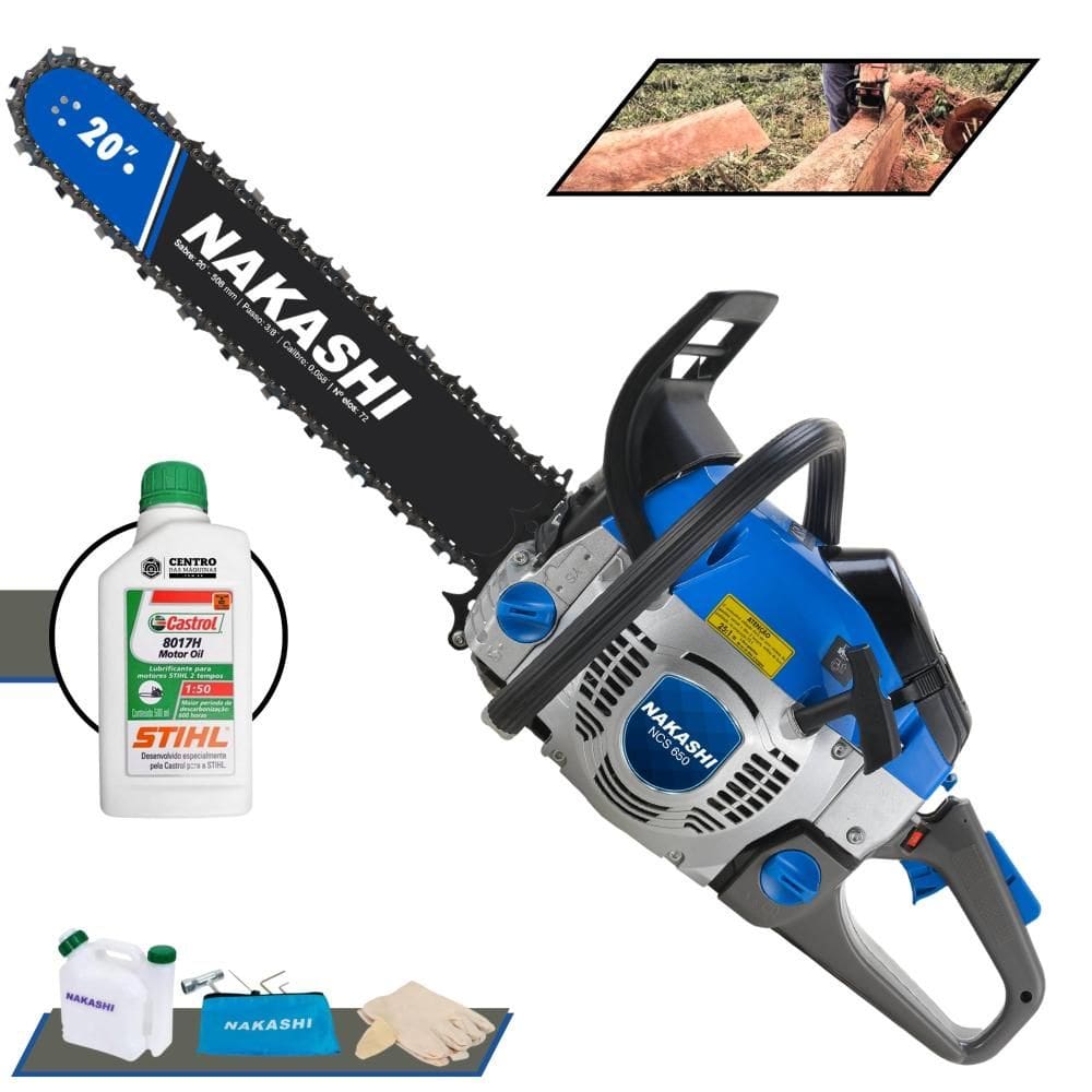 Motosserra Nakashi NCS 650 65cc Com Sabre de 20” Com Carburador Walbro 5560040 + ÓLEO STIHL Motorsserra Motosserra Nakashi NCS650 À Gasolina Moto