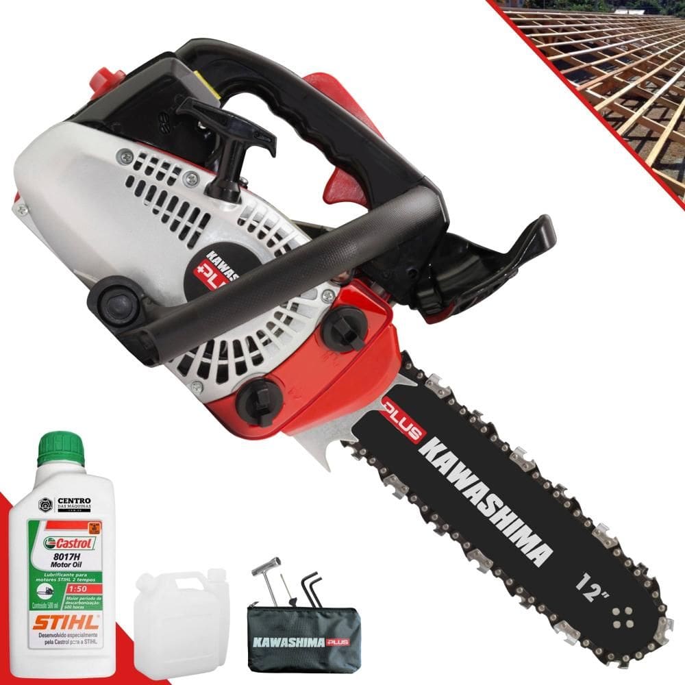 Motorsserra Profissional À Gasolina KCS 260P Plus Kawashima 25,4cc Com Sabre 12’` e Corrente 22 Dentes Leve e Ergonômica + 1 ÓLEO STIHL 8017 EXTRA