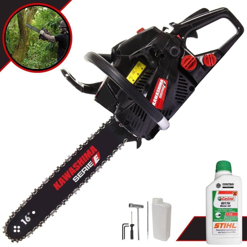 Motosserra Motor Serra KCS400E Kawashima À Gasolina Motor 2T 37,2cc Sabre 16’` de Fácil Manuseio Ideal Para Corte de Lenha + ÓLEO STIHL