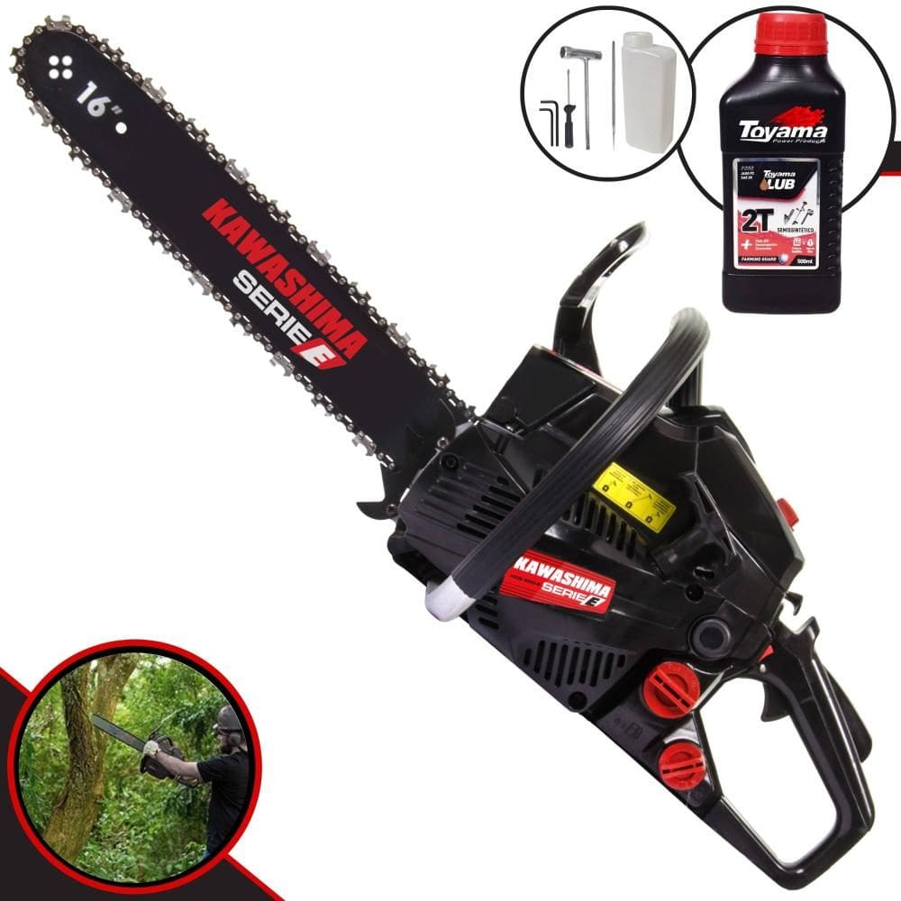 Moto Serra KCS400E Kawashima À Gasolina Motor 2T 37cc Alta Potência e Rotação Motosserra Profissional Com Sabre 16’` + ÓLEO TOYAMA FG50 2T EXTRA